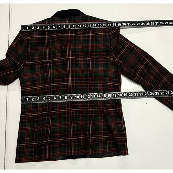 Vintage Pendelton Blazer Womens 10 Wool Black Red Plaid Button Up Career Jacket - Picture 5 of 12